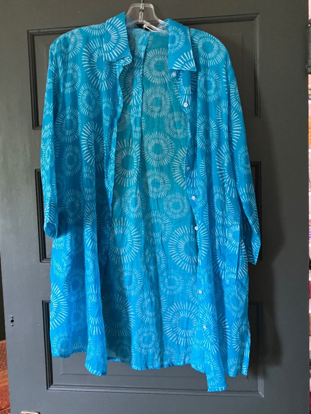 Long sleeve semi-sheer cotton blouse NWOT sz L